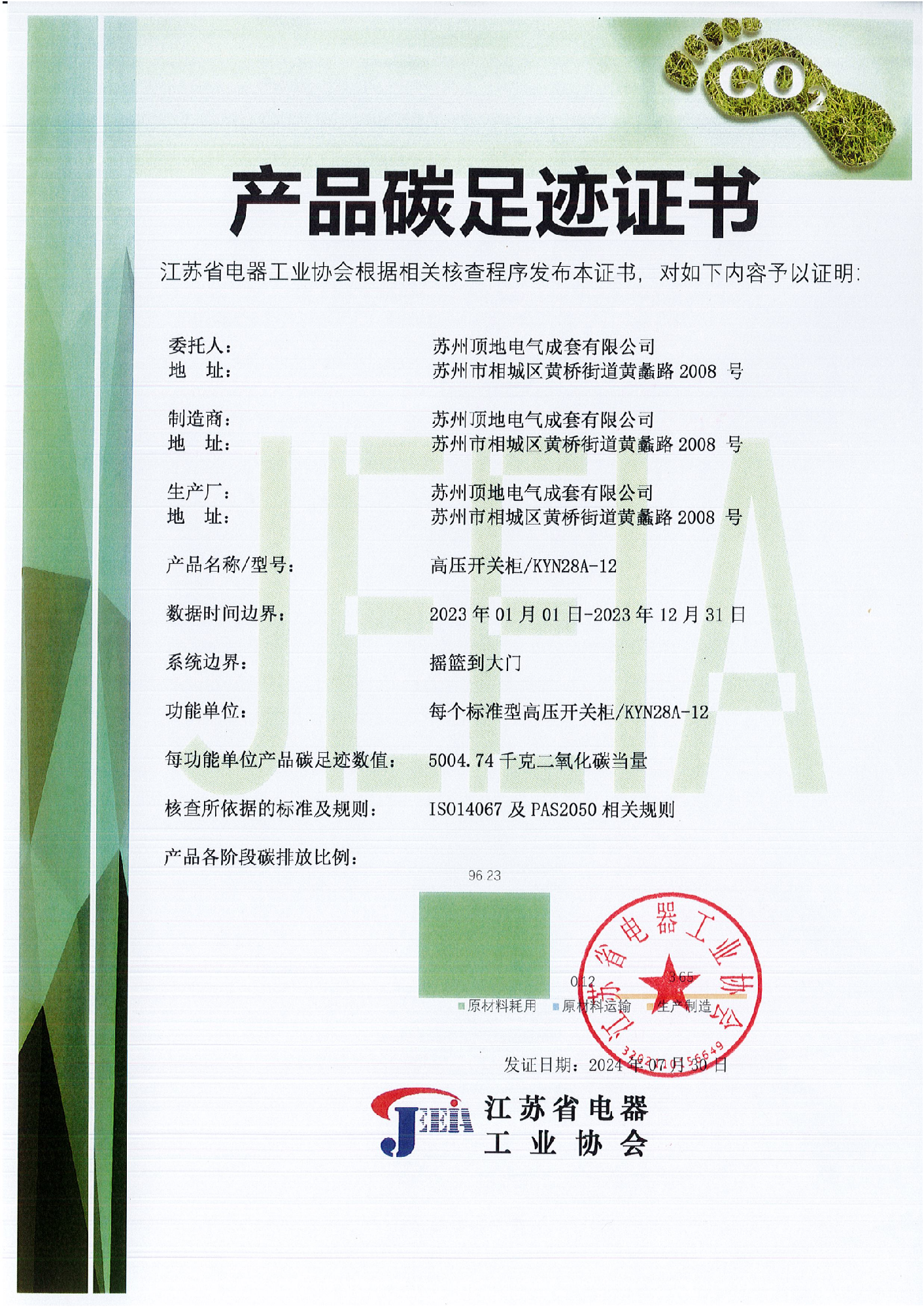 碳足迹证书